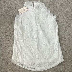 Elegant White Lace Sleeveless Blouse